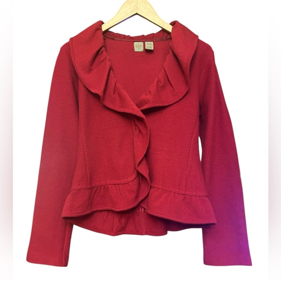 Anthropologie HWR Red Ruffled Jacket - Picture 2 of 16